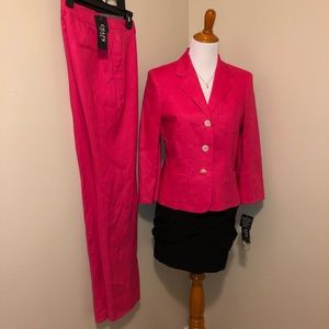 Chaps 💯% Linen Hot Pink PantSuit,Size-8 NWT